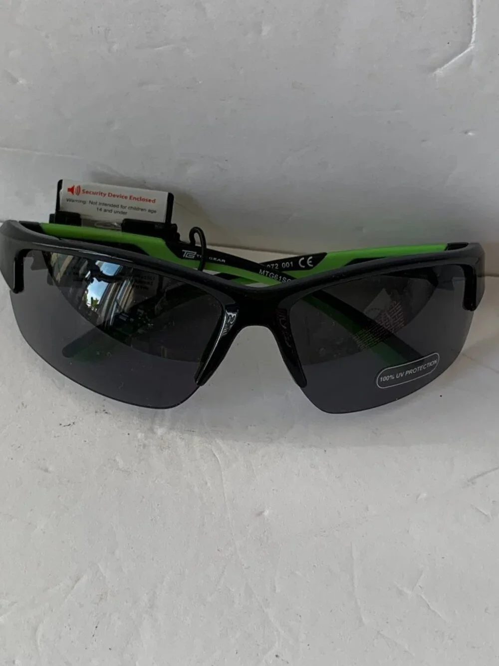 TEK GEAR SUNGLASSES BLACK/LIME 100% UV PROTECTION NEW MTG61SG21